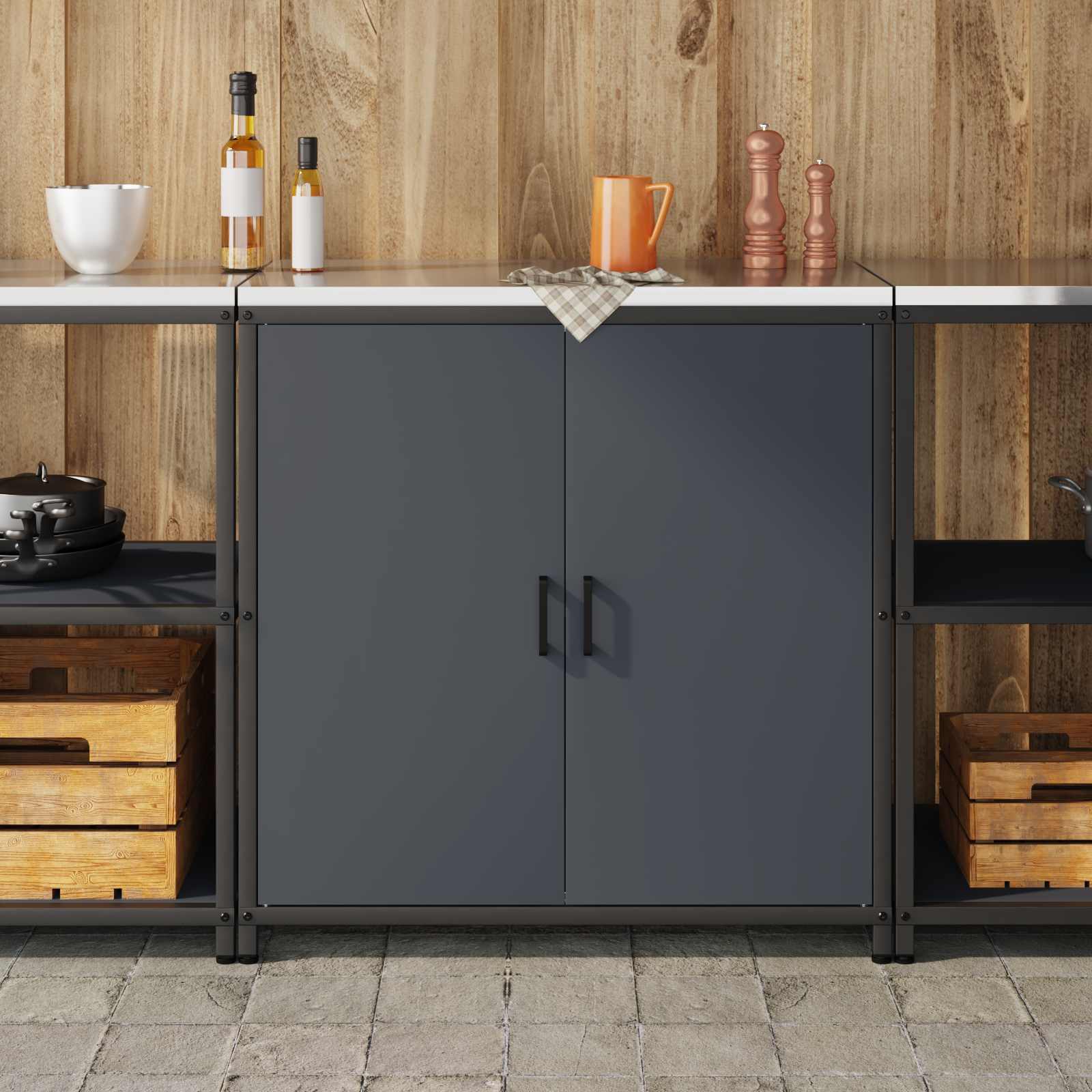 Køkkenopbevaring HATTEM Antracit 90 x 50 x 92 cm Stål