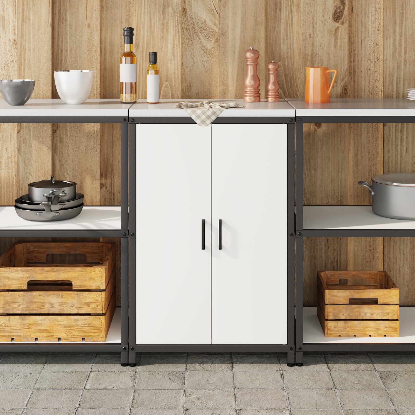 Køkkenopbevaring HATTEM Hvid 60 x 50 x 92 cm Stål