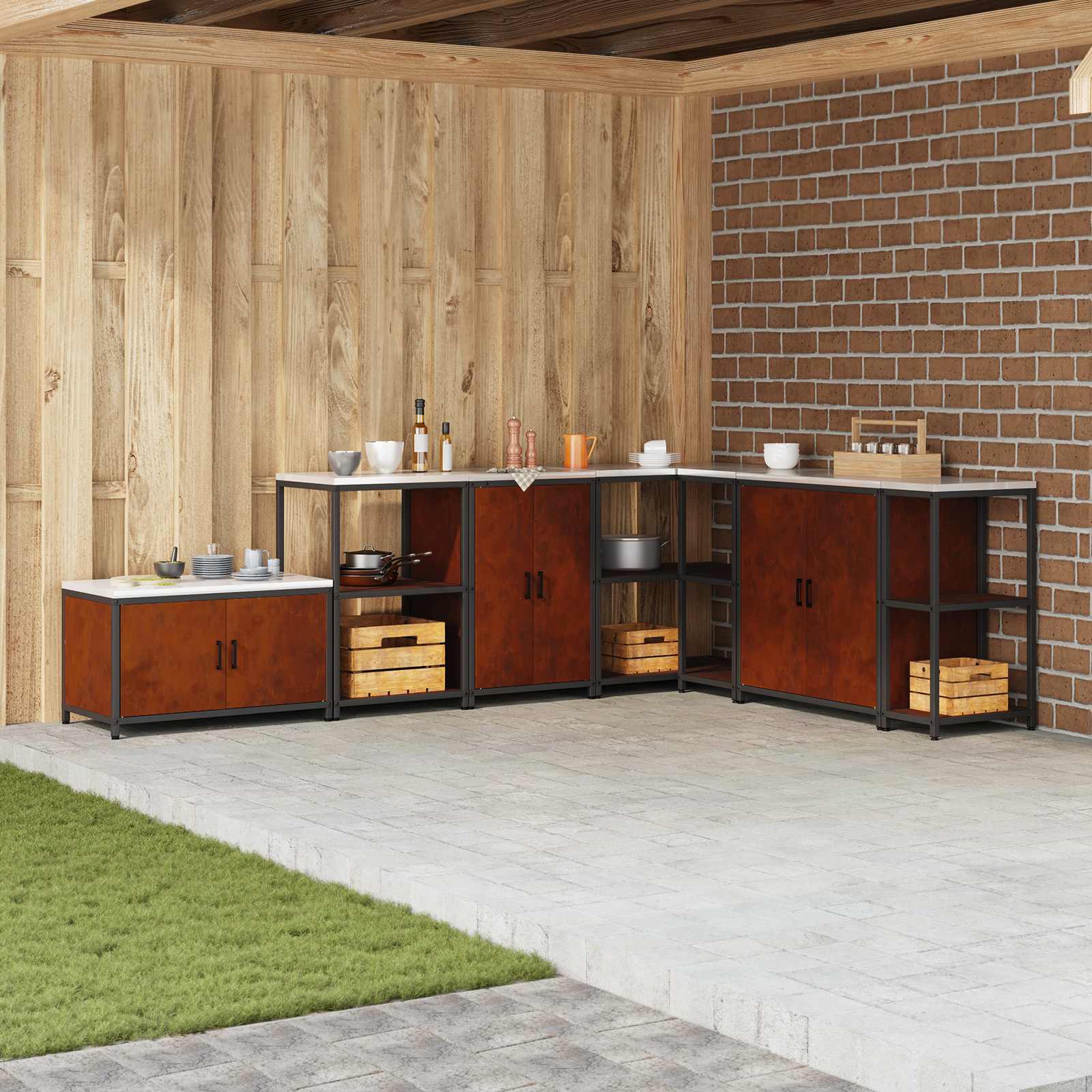Køkkenopbevaring HATTEM Rusten 60 x 50 x 92 cm Stål