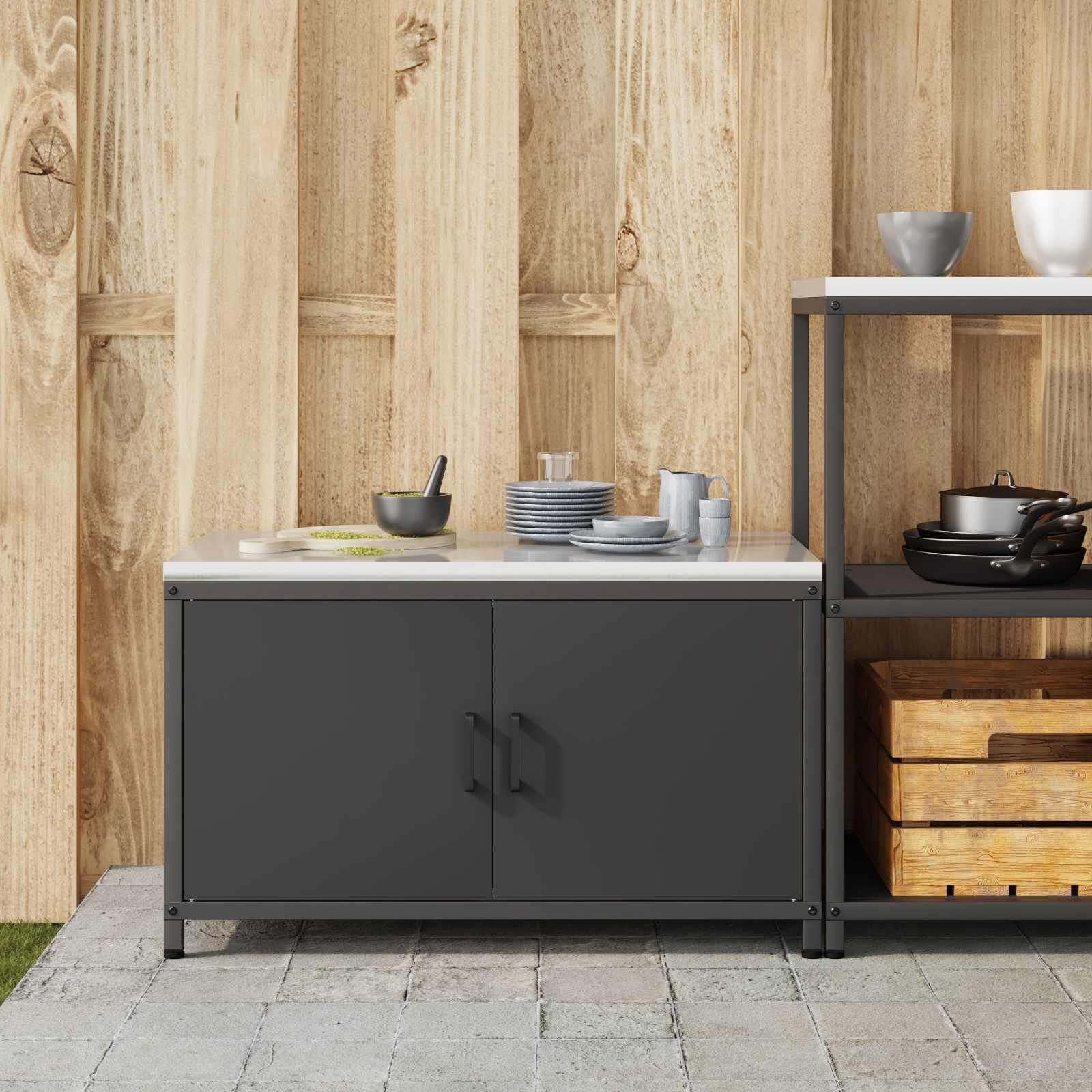 Køkkenopbevaring HATTEM Sort 90 x 50 x 53 cm Stål