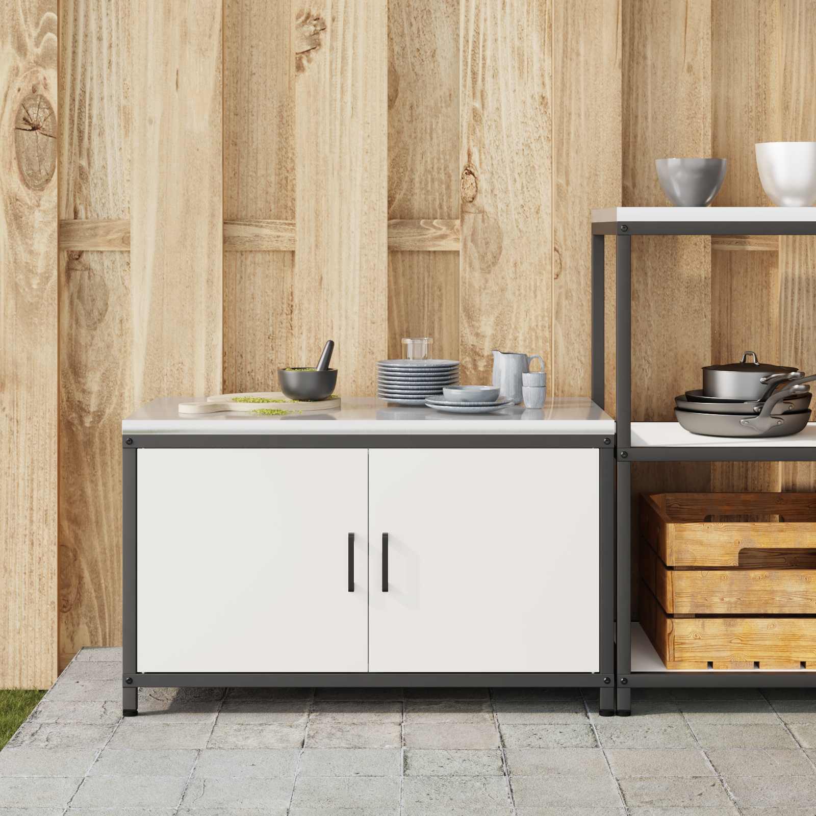 Køkkenopbevaring HATTEM Hvid 90 x 50 x 53 cm Stål