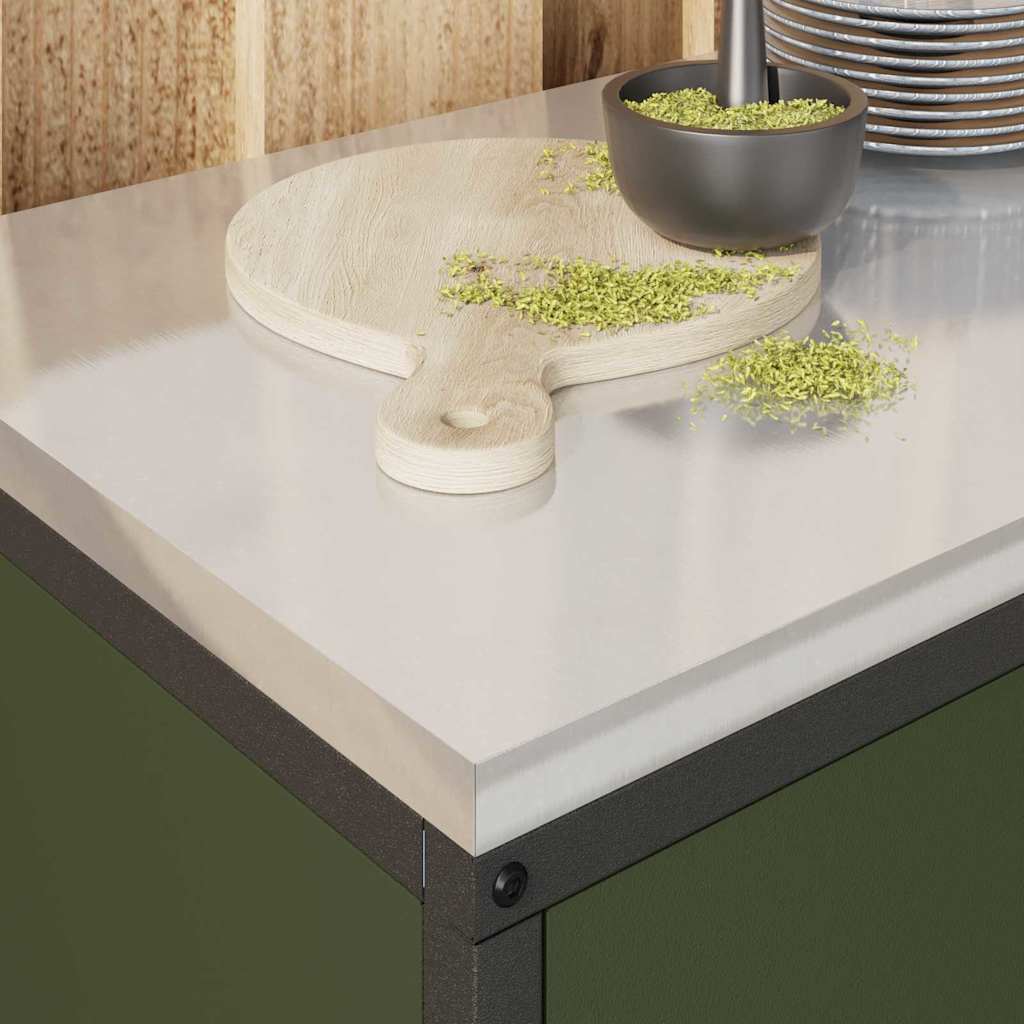 Køkkenopbevaring med hylde Oliven grøn 60 x 50 x 92 cm Stål