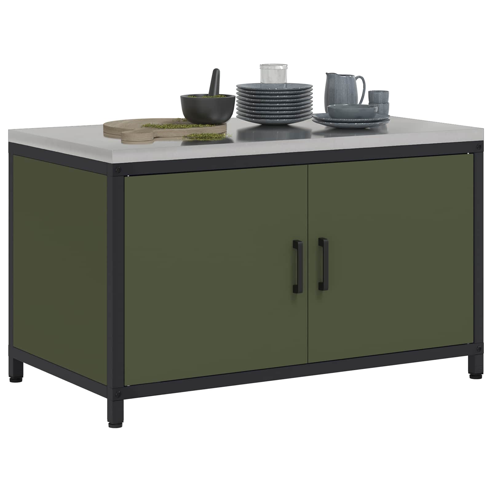 Køkkenopbevaring HATTEM Olivengrøn 90 x 50 x 53 cm Stål
