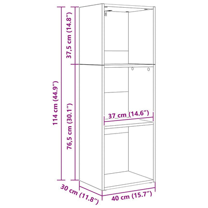 Bogreol 3 niveauer 40 x 30 x 114 cm Konstrueret træ Sort eg