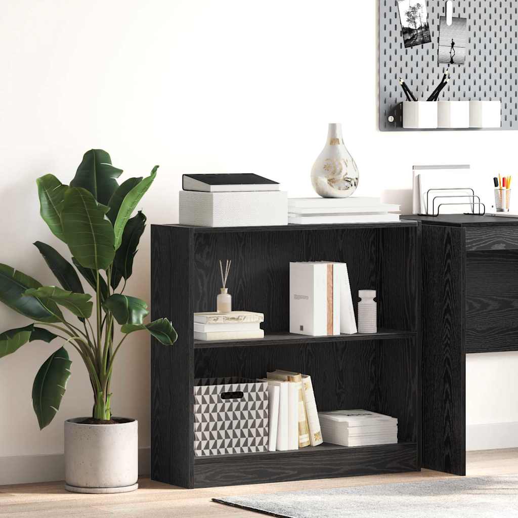 vidaXL Bogreol 80 x 24 x 76 cm Konstrueret træ Sort eg