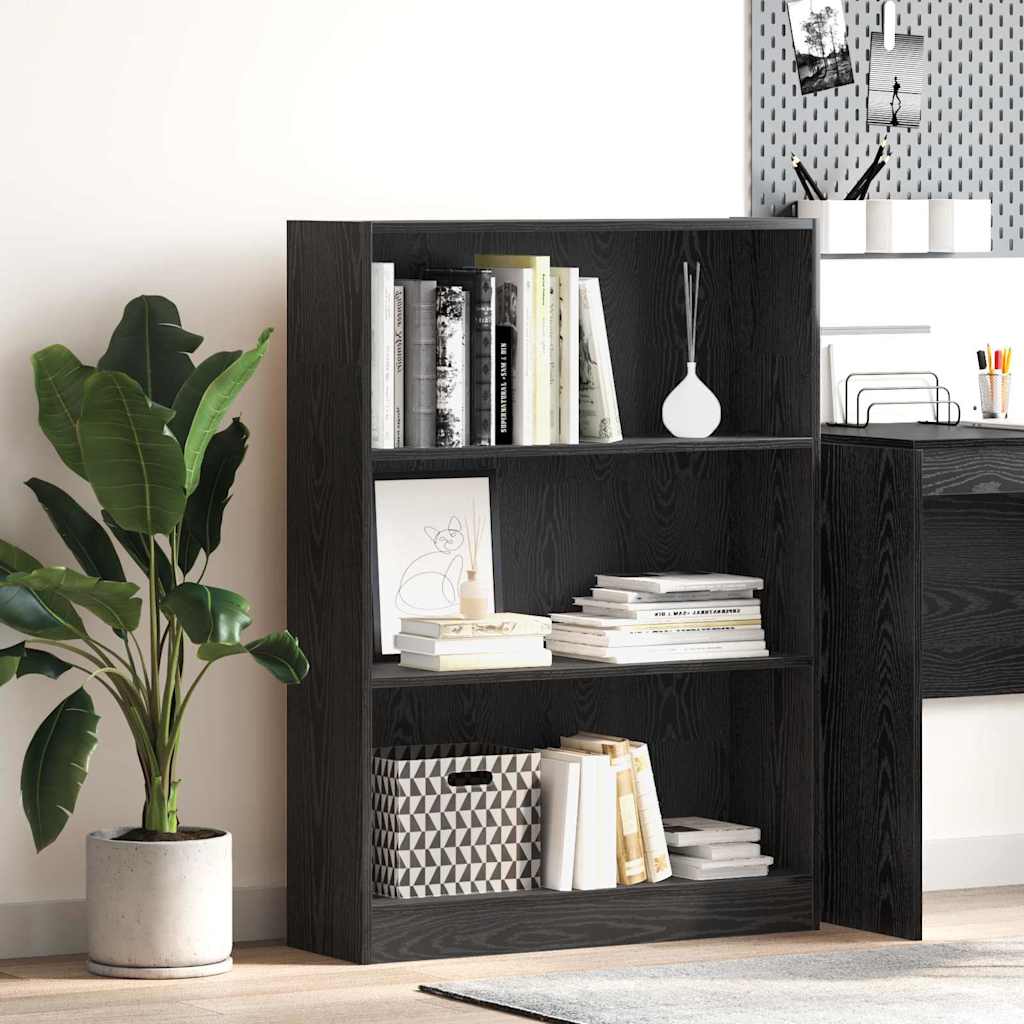vidaXL Bogreol 80 x 24 x 109 cm Konstrueret træ Sort eg