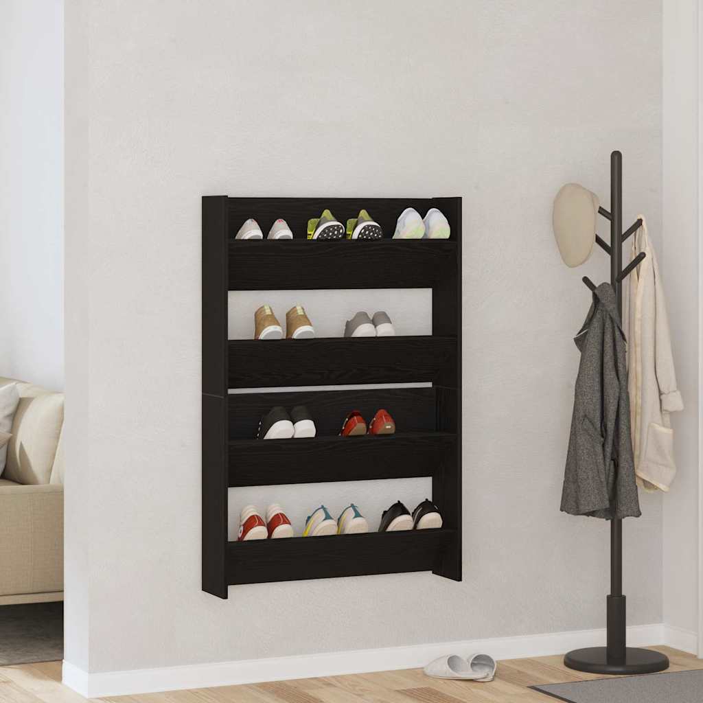 Vægsko skabe med hylde Vægmonteret Sort eg Konstrueret træ