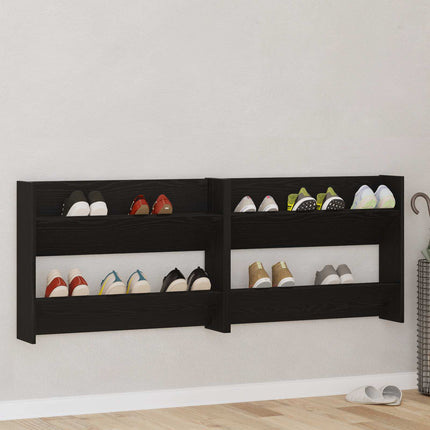 Sko skab 2 stk. 83 x 18 x 60 cm Konstrueret træ Sort eg