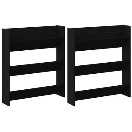 Sko skab 2 pcs Sort eg 86 x 18 x 90 cm Konstrueret træ