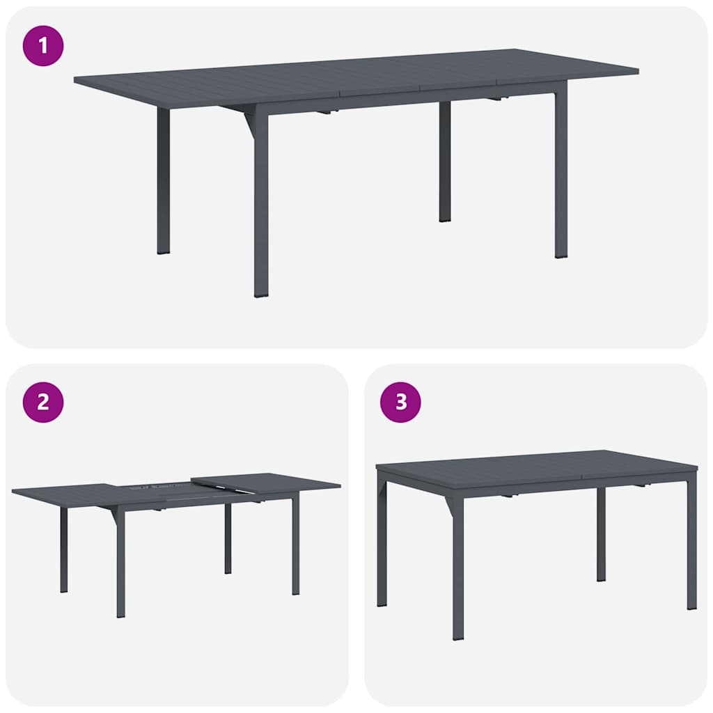 Udendørs middagsbord 2 pcs Antracit 210 x 90 x 73 cm Stål