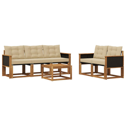 Udendørs sofagruppe med pude 6 pcs Naturlig og Beige