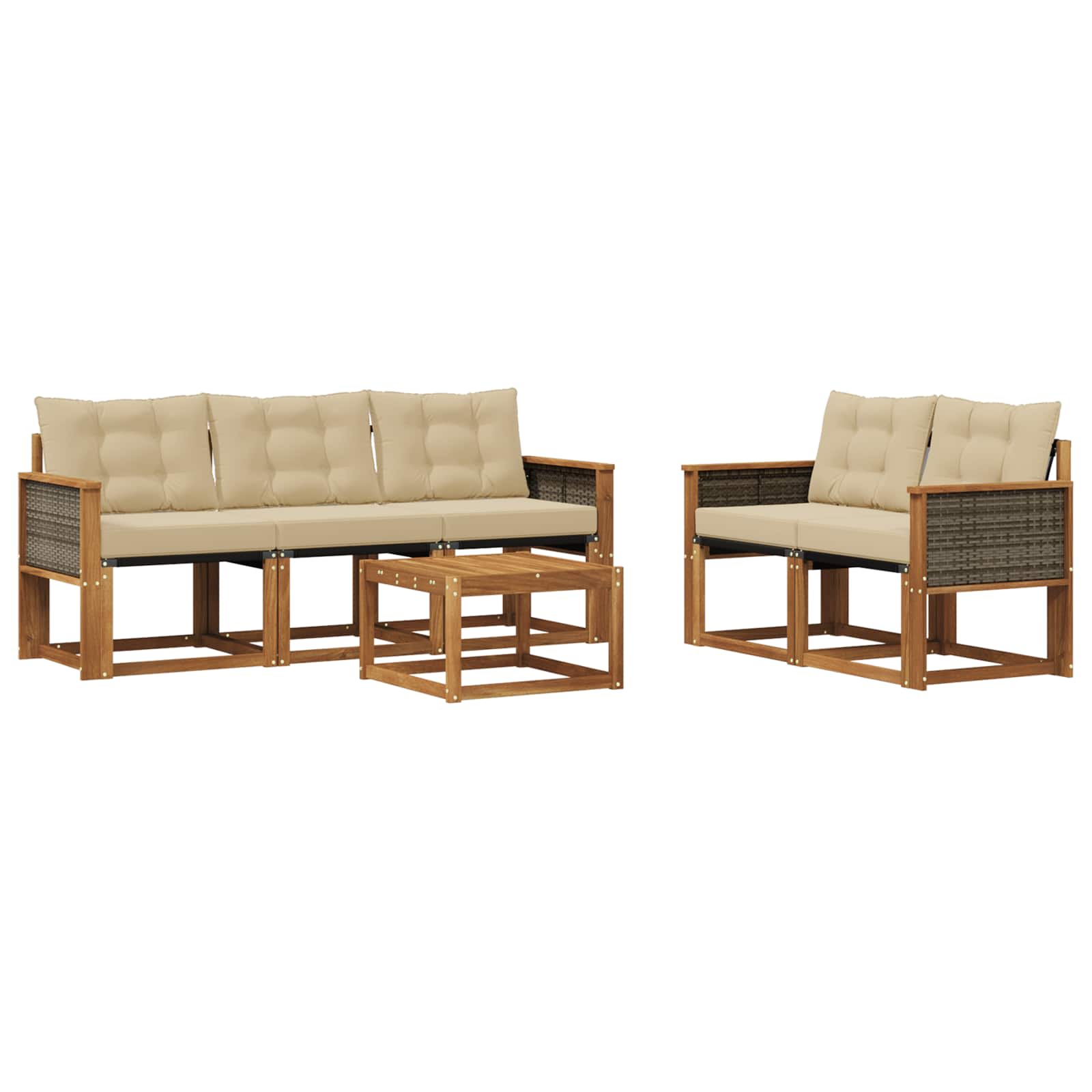 Udendørs sofagruppe med pude 6 pcs Naturlig og Beige