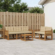 Udendørs sofagruppe med pude 6 pcs Naturlig og Beige