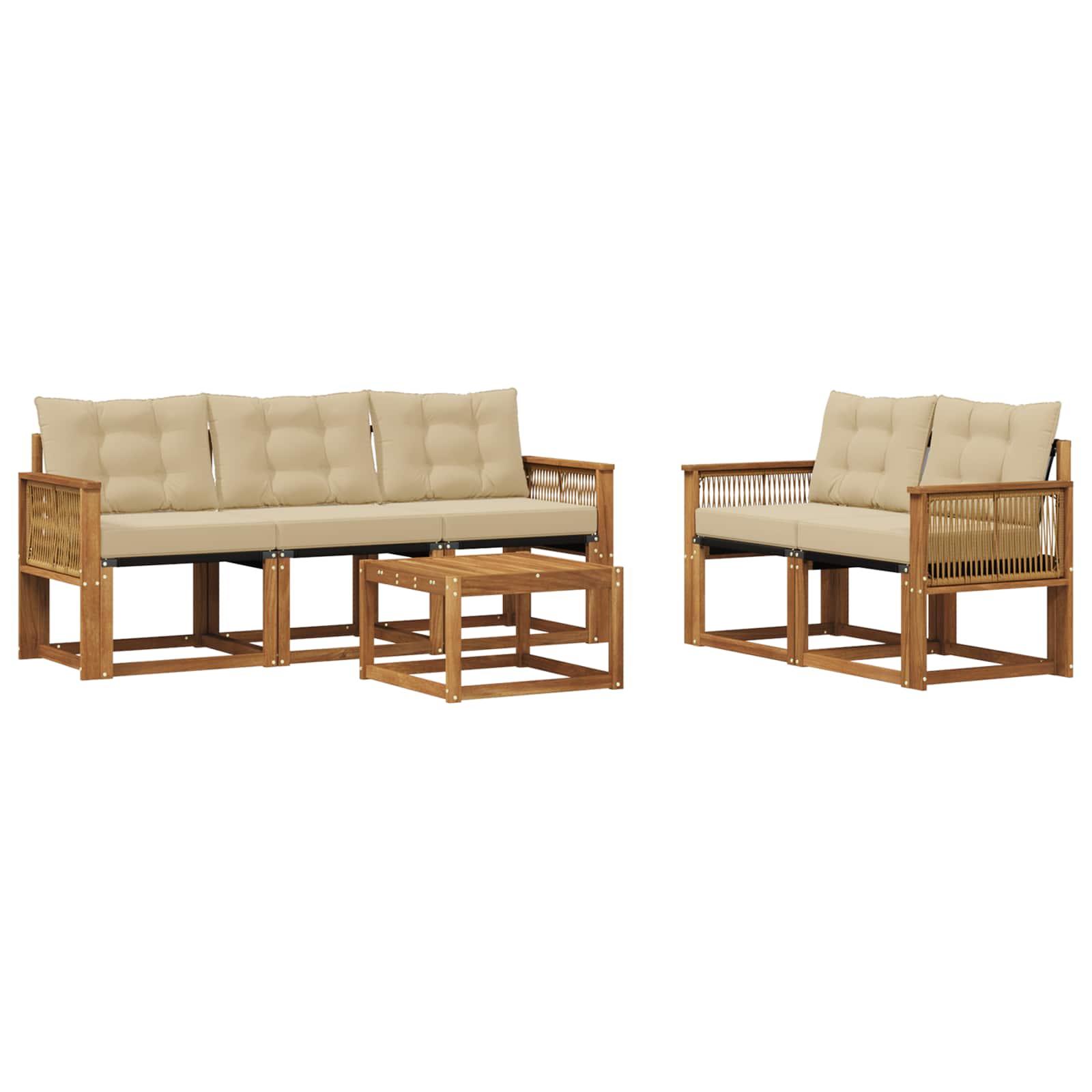 Udendørs sofagruppe med pude 6 pcs Naturlig og Beige