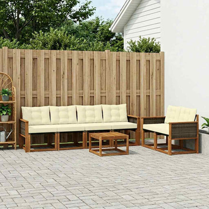 Udendørs sofagruppe med pude 7 pcs Naturlig og Fløde