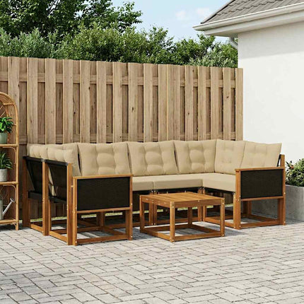 Udendørs sofagruppe med pude 7 pcs Naturlig og Beige
