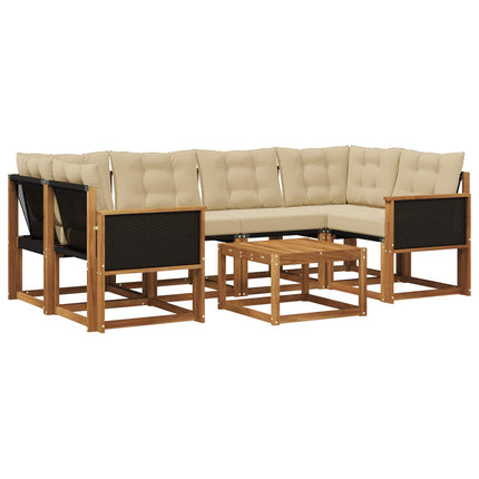 Udendørs sofagruppe med pude 7 pcs Naturlig og Beige