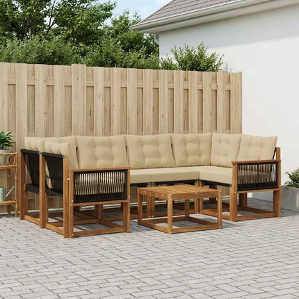 Udendørs sofagruppe med pude 7 pcs Naturlig og Beige