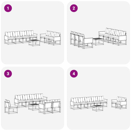 Udendørs sofagruppe med pude 8 pcs Naturlig og Beige