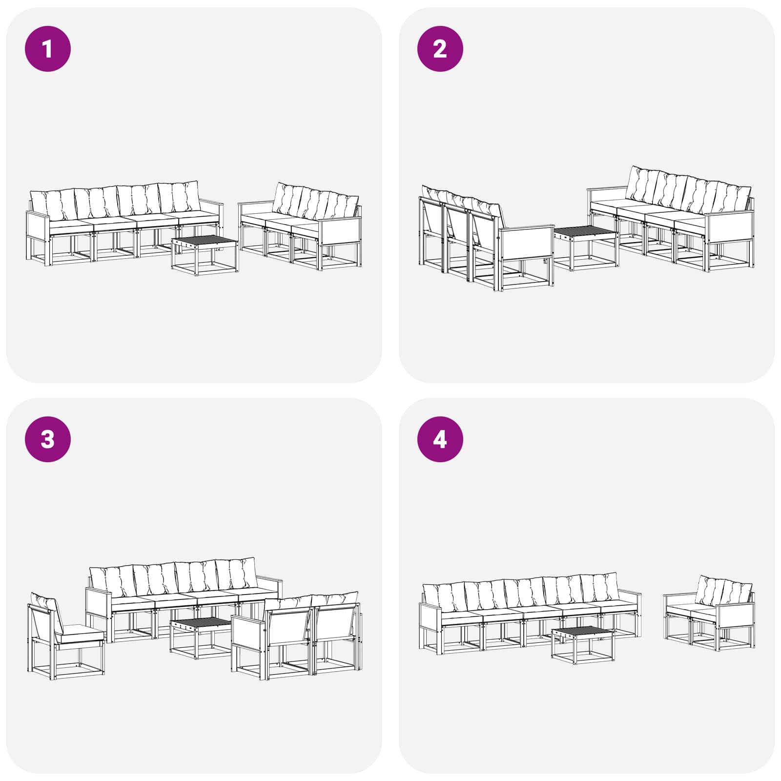 Udendørs sofagruppe med pude 8 pcs Naturfarvet og lysegrå