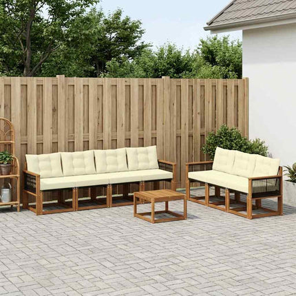 Udendørs sofagruppe med pude 8 pcs Naturlig og Fløde