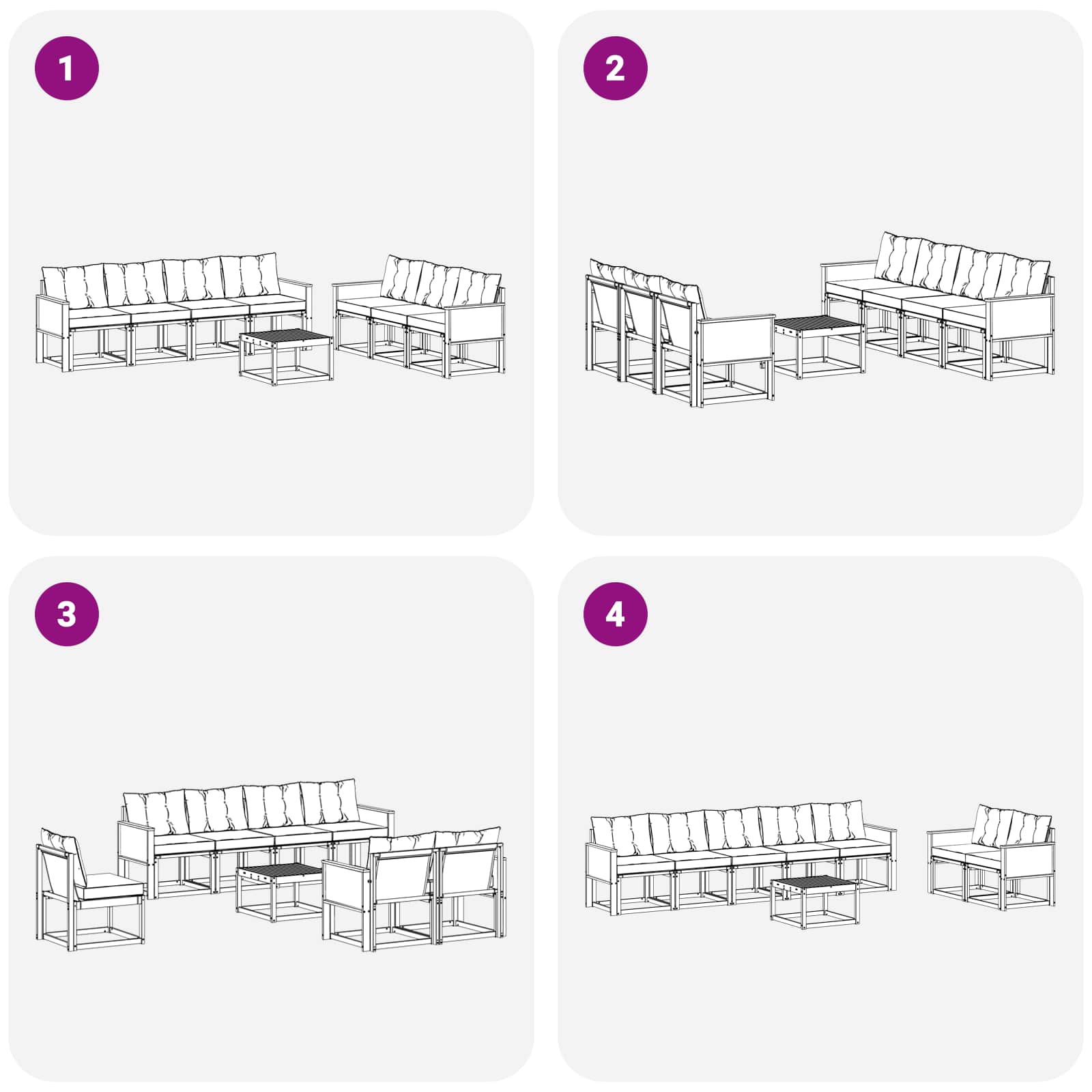 Udendørs sofagruppe med pude 8 pcs Naturfarvet og lysegrå