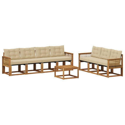 Udendørs sofagruppe med pude 8 pcs Naturlig og Beige