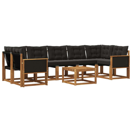 Udendørs sofagruppe med pude 8 pcs Naturfarvet og sort