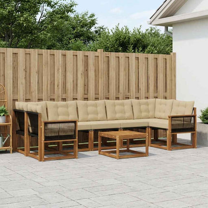 Udendørs sofagruppe med pude 8 pcs Naturlig og Beige