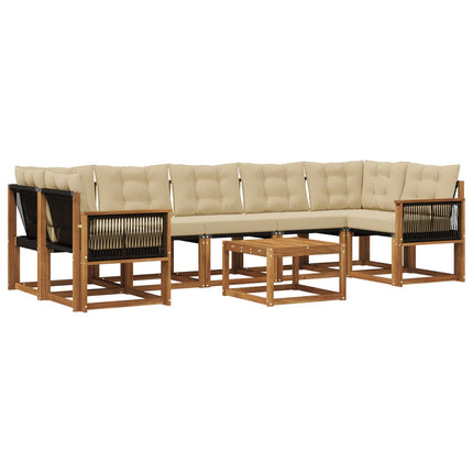 Udendørs sofagruppe med pude 8 pcs Naturlig og Beige