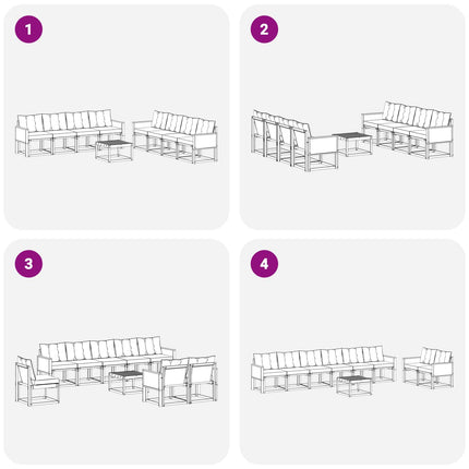 Udendørs sofagruppe med pude 9 pcs Naturfarvet og sort