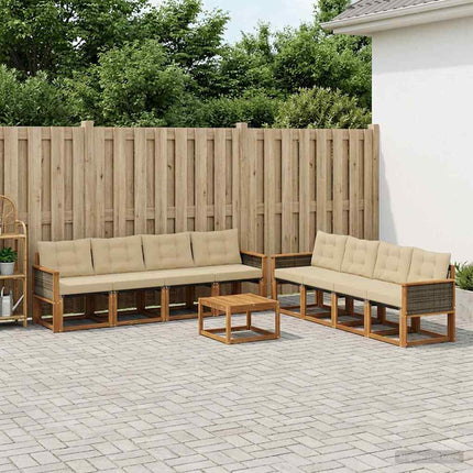 Udendørs sofagruppe 9 stk. Naturlig og Beige