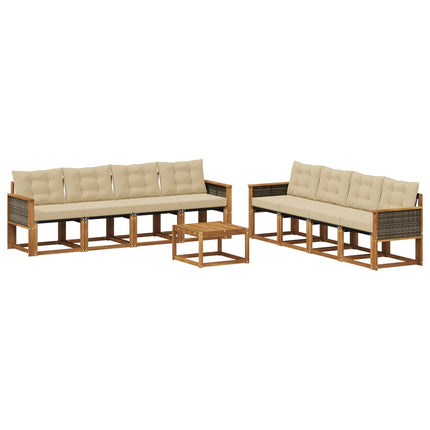 Udendørs sofagruppe 9 stk. Naturlig og Beige