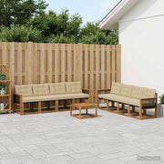 Udendørs sofagruppe med pude 9 pcs Naturlig og Beige