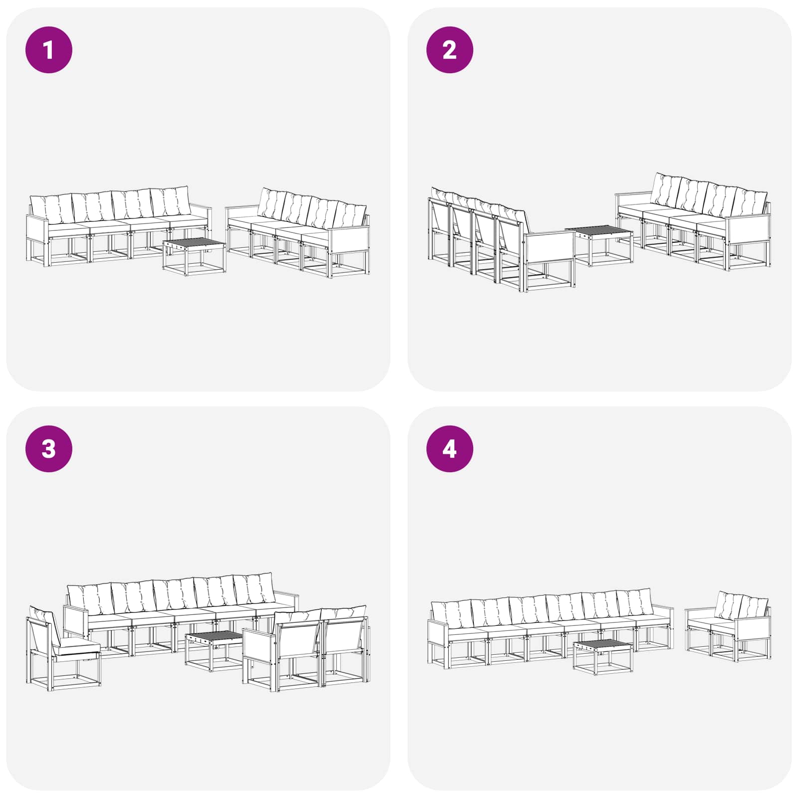 Udendørs sofagruppe med pude 9 pcs Naturlig og Beige