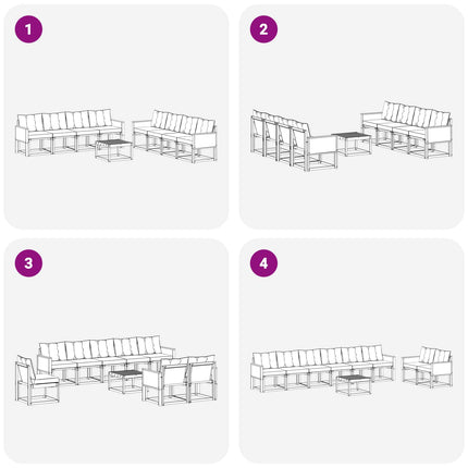 Udendørs sofagruppe med pude 9 pcs Naturlig og Fløde