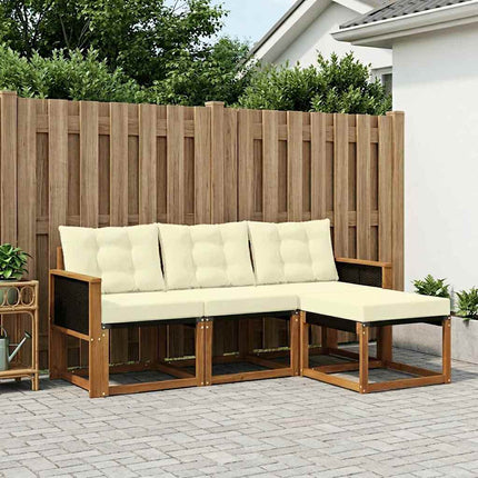 Udendørs sofagruppe med pude 4 pcs Naturlig og Fløde