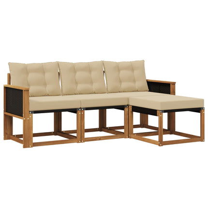 Udendørs sofagruppe med pude 4 pcs Naturlig og Beige
