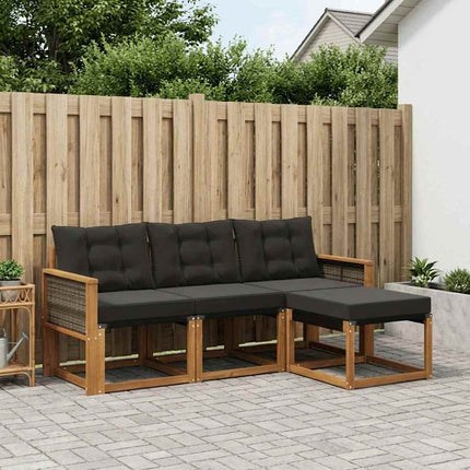 Udendørs sofagruppe med pude 4 pcs Naturfarvet og sort