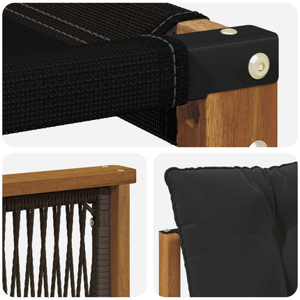 Udendørs sofagruppe med pude 4 pcs Naturfarvet og sort