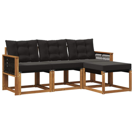 Udendørs sofagruppe med pude 4 pcs Naturfarvet og sort