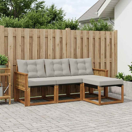 Udendørs sofagruppe med pude 4 pcs Naturfarvet og lysegrå