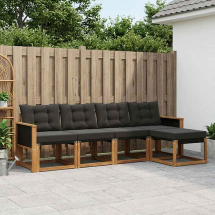 Udendørs sofagruppe med pude 5 pcs Naturfarvet og sort