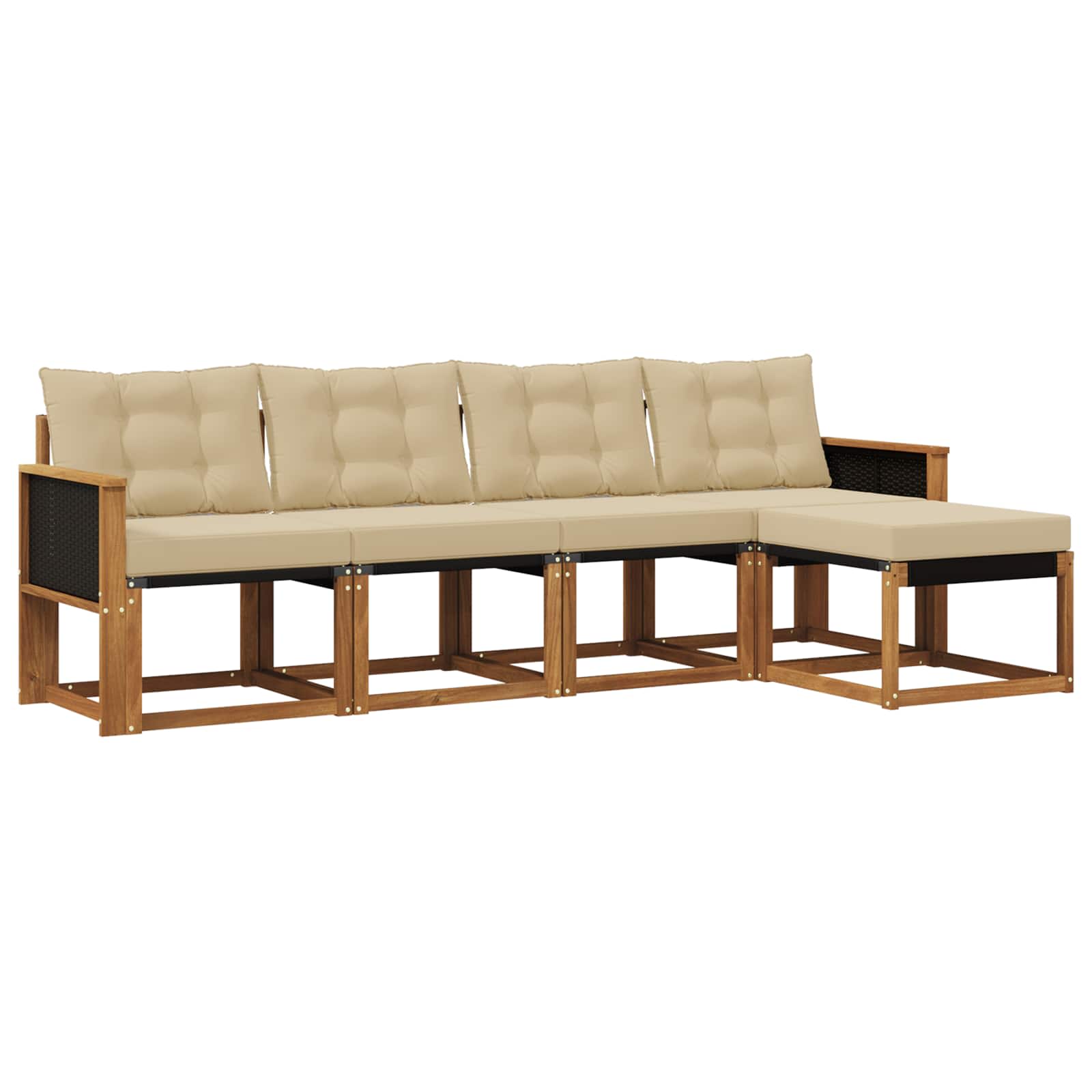 Udendørs sofagruppe med pude 5 pcs Naturlig og Beige
