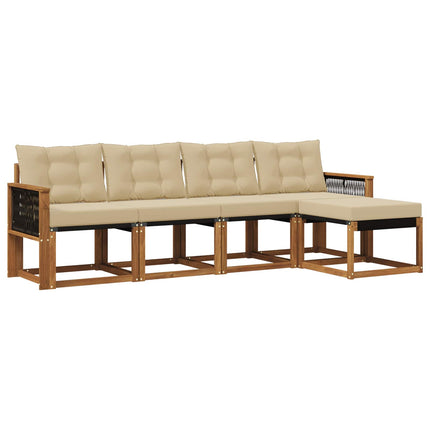 Udendørs sofagruppe med pude 5 pcs Naturlig og Beige