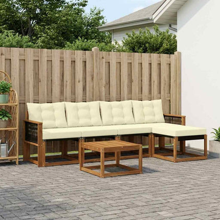 Udendørs sofagruppe med pude 6 pcs Naturlig og Fløde