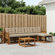 Udendørs sofagruppe med pude 6 pcs Naturlig og Beige