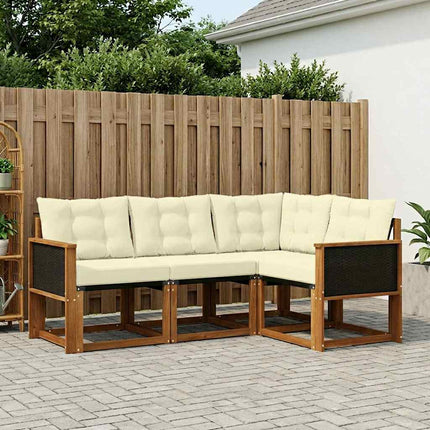 Udendørs sofagruppe med pude 4 pcs Naturlig og Fløde