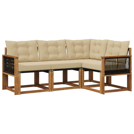 Udendørs sofagruppe med pude 4 pcs Naturlig og Beige