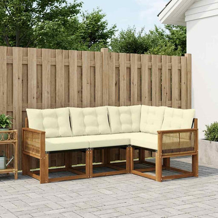 Udendørs sofagruppe med pude 4 pcs Naturlig og Fløde